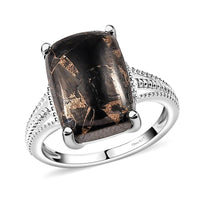 Matrix Silver Shungite Split Shank Ring in Sterling Silver (Size 10.0) 4.90 ctw