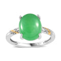 Green Jade (D) Solitaire Ring in 14K YG and Platinum Over Sterling Silver (Size 10.0) 4.00 ctw - Sticky add to cart bar