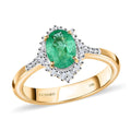 Luxoro 10K Yellow Gold Premium Ethiopian Emerald and G-H I3 Diamond Halo Ring 1.40 ctw - Sticky add to cart bar