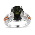 Premium Bohemian Moldavite and Multi Gemstone Ring in Platinum Over Sterling Silver 5.00 ctw - Sticky add to cart bar