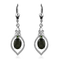 Bohemian Moldavite and Chrome Diopside Dangling Earrings in Platinum Over Sterling Silver 2.10 ctw - Sticky add to cart bar