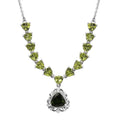 Premium Bohemian Moldavite and Peridot Necklace 18 Inches in Platinum Over Sterling Silver 7.60 ctw - Sticky add to cart bar