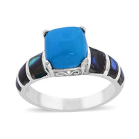 Bali Legacy Sleeping Beauty Turquoise and Abalone Shell Ring in Sterling Silver 3.15 ctw (Del. in 3-5 Days)