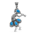 Bali Legacy Sleeping Beauty Turquoise Kokopelli Pendant in Sterling Silver 2.60 ctw - Sticky add to cart bar