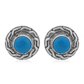 Bali Legacy Sleeping Beauty Turquoise Stud Earrings in Sterling Silver 1.50 ctw - Sticky add to cart bar