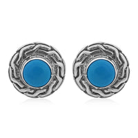 Bali Legacy Sleeping Beauty Turquoise Stud Earrings in Sterling Silver 1.50 ctw