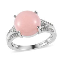 Peruvian Pink Opal and Moissanite Ring in Platinum Over Sterling Silver (Size 6.0) 4.75 ctw
