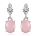Peruvian Pink Opal and Moissanite Dangle Earrings in Platinum Over Sterling Silver 2.00 ctw - Sticky add to cart bar