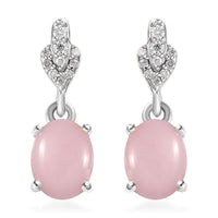 Peruvian Pink Opal and Moissanite Dangle Earrings in Platinum Over Sterling Silver 2.00 ctw