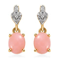Peruvian Pink Opal and Moissanite Dangle Earrings in Vermeil Yellow Gold Over Sterling Silver 2.00 ctw - Sticky add to cart bar