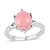 Peruvian Pink Opal and Moissanite Ring in Platinum Over Sterling Silver (Size 6.0) 2.35 ctw
