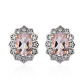 Pink Morganite and Moissanite Floral Earrings in Vermeil Rose Gold Over Sterling Silver 1.70 ctw - Sticky add to cart bar