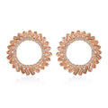White and Champagne Austrian Crystal Open Circle Earrings in Goldtone - Sticky add to cart bar
