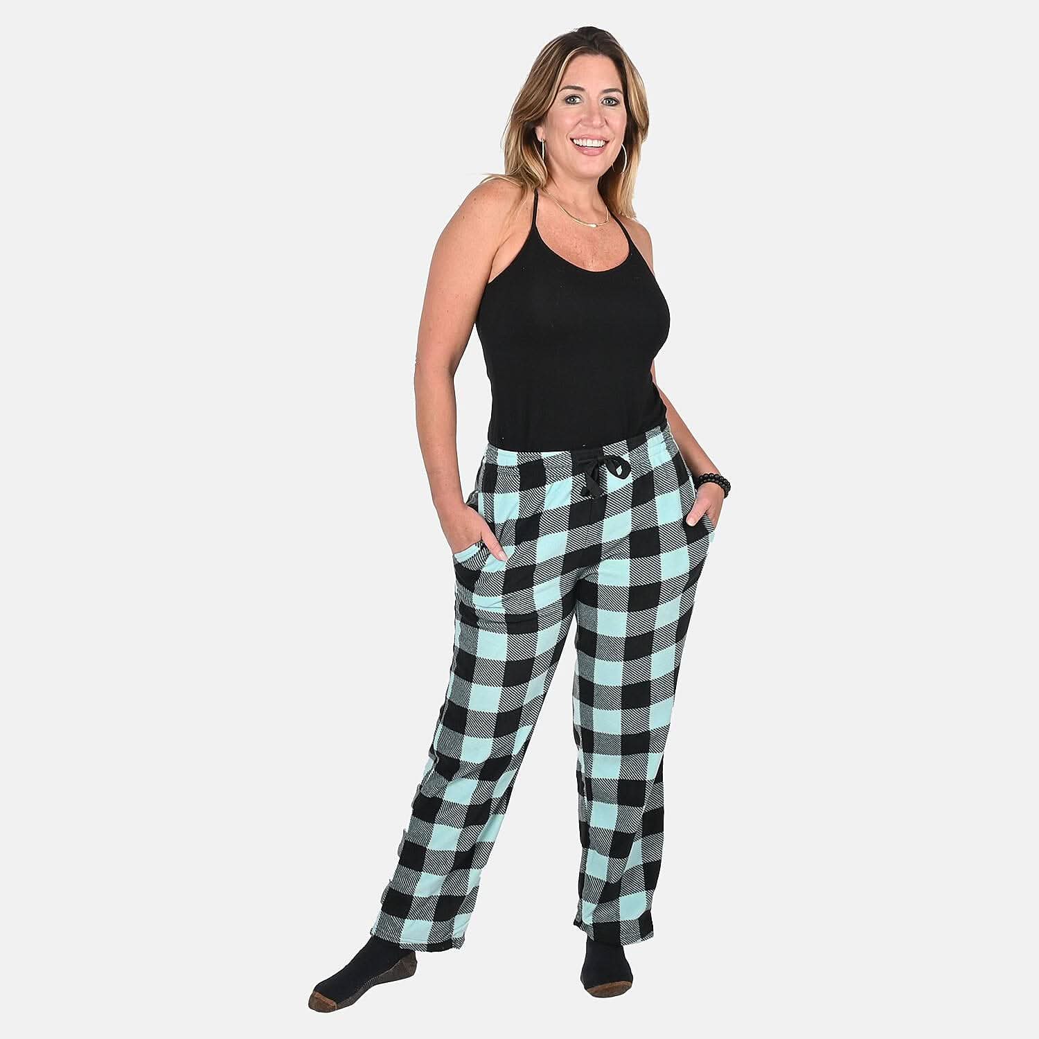 Victory Sportswear Purple and Black Plaid Pattern Microfleece Lounge Pants - M