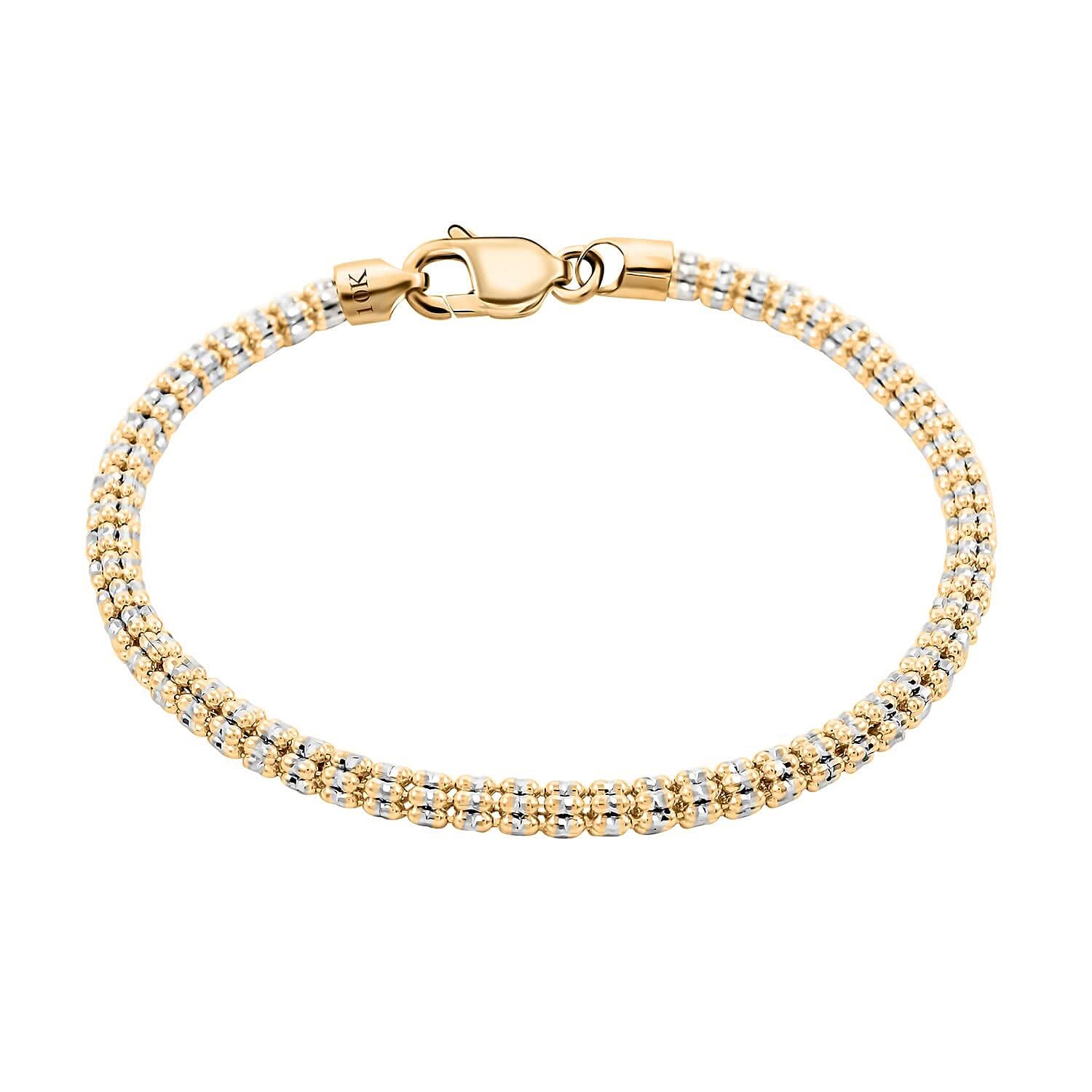 10K Yellow and White Gold 3.5mm Chain Bracelet (7.50 In) (7.30 g)