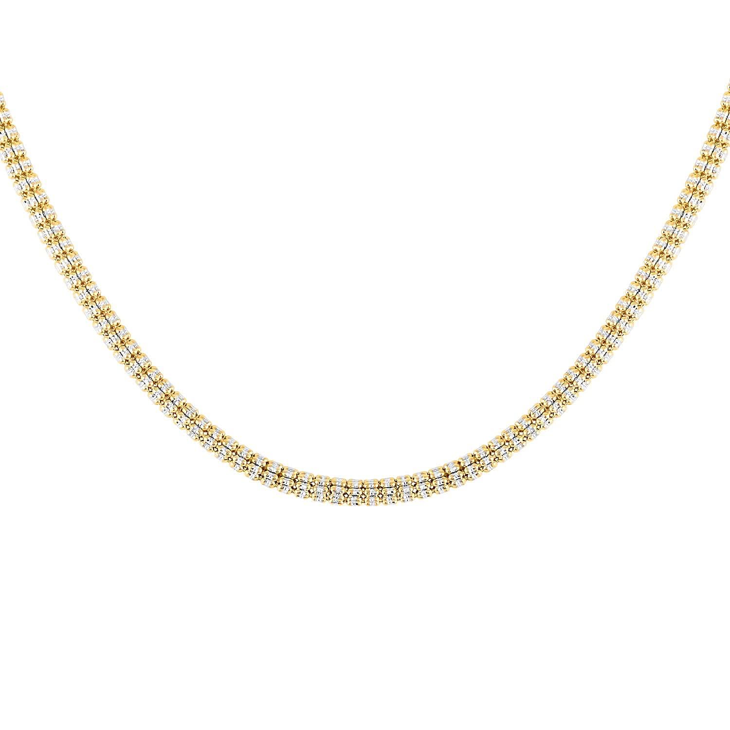 10K Yellow and White Gold 4.5mm Ice Chain Necklace 18 Inches 23.80 Grams