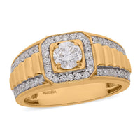 Luxuriant Lab Grown Diamond G-H SI Men's Ring in Vermeil Yellow Gold Over Sterling Silver 1.25 ctw