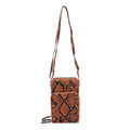 Black Snake Print Faux Leather Shoulder Bag (4.3"x7"x2.8") with Matching Shoulder Strap - Sticky add to cart bar