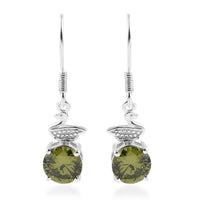 Simulated Peridot Diamond Earrings in Sterling Silver