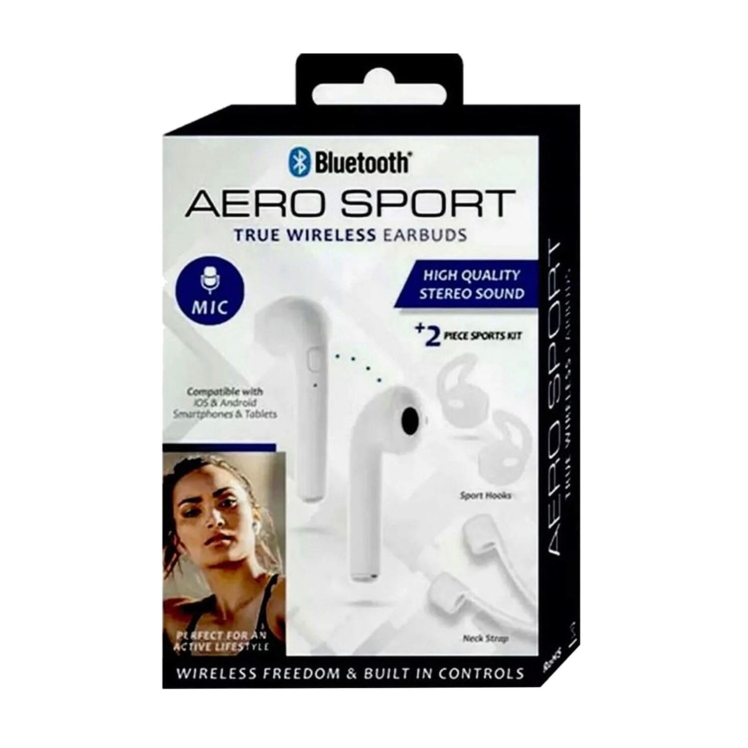 Aero Sport True Wireless Bluetooth Earbuds - White
