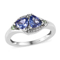 Tanzanite, Multi Gemstone Ring in Platinum Over Sterling Silver (Size 10.0) 1.00 ctw - Sticky add to cart bar