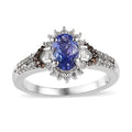 Tanzanite, White and Coffee Zircon Ring in Platinum Over Sterling Silver (Size 10.0) 1.30 ctw - Sticky add to cart bar