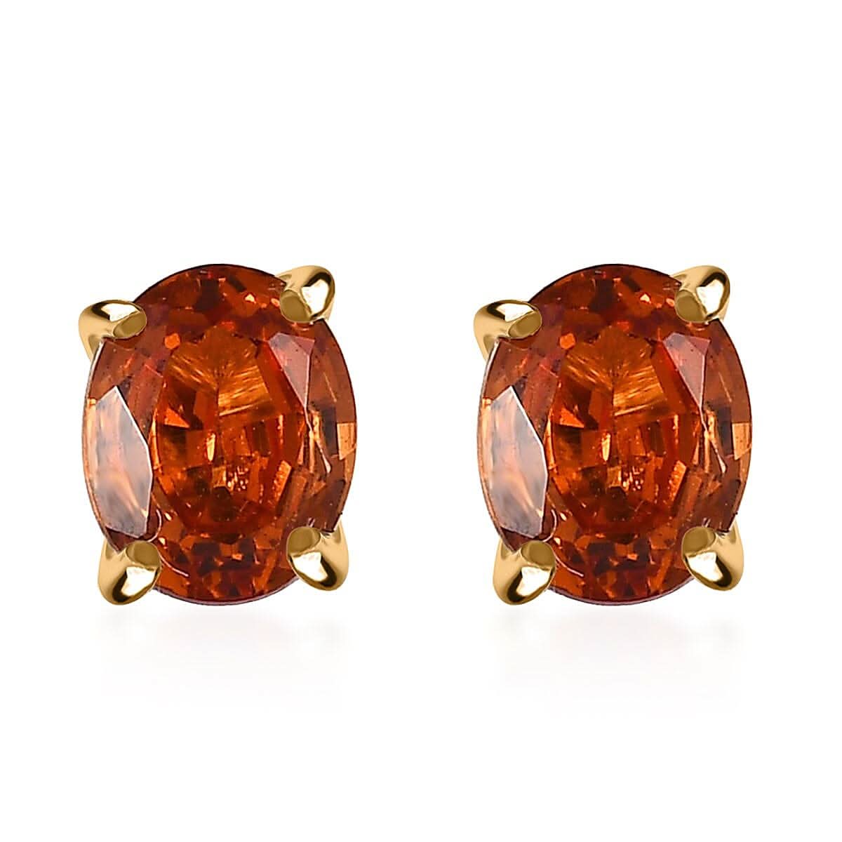 Luxoro 10K Yellow Gold AAA Nigerian Spessartite Garnet Solitaire Stud Earrings 1.25 ctw