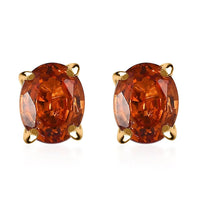 Luxoro 10K Yellow Gold AAA Nigerian Spessartite Garnet Solitaire Stud Earrings 1.25 ctw