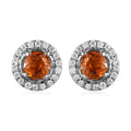 Premium Nigerian Spessartite Garnet and Moissanite Sunburst Stud Earrings in Platinum Over Sterling Silver 1.25 ctw - Sticky add to cart bar