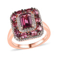 Tanzanian Rhodolite Garnet and White Zircon Ring in Vermeil Rose Gold Over Sterling Silver 2.60 ctw - Sticky add to cart bar