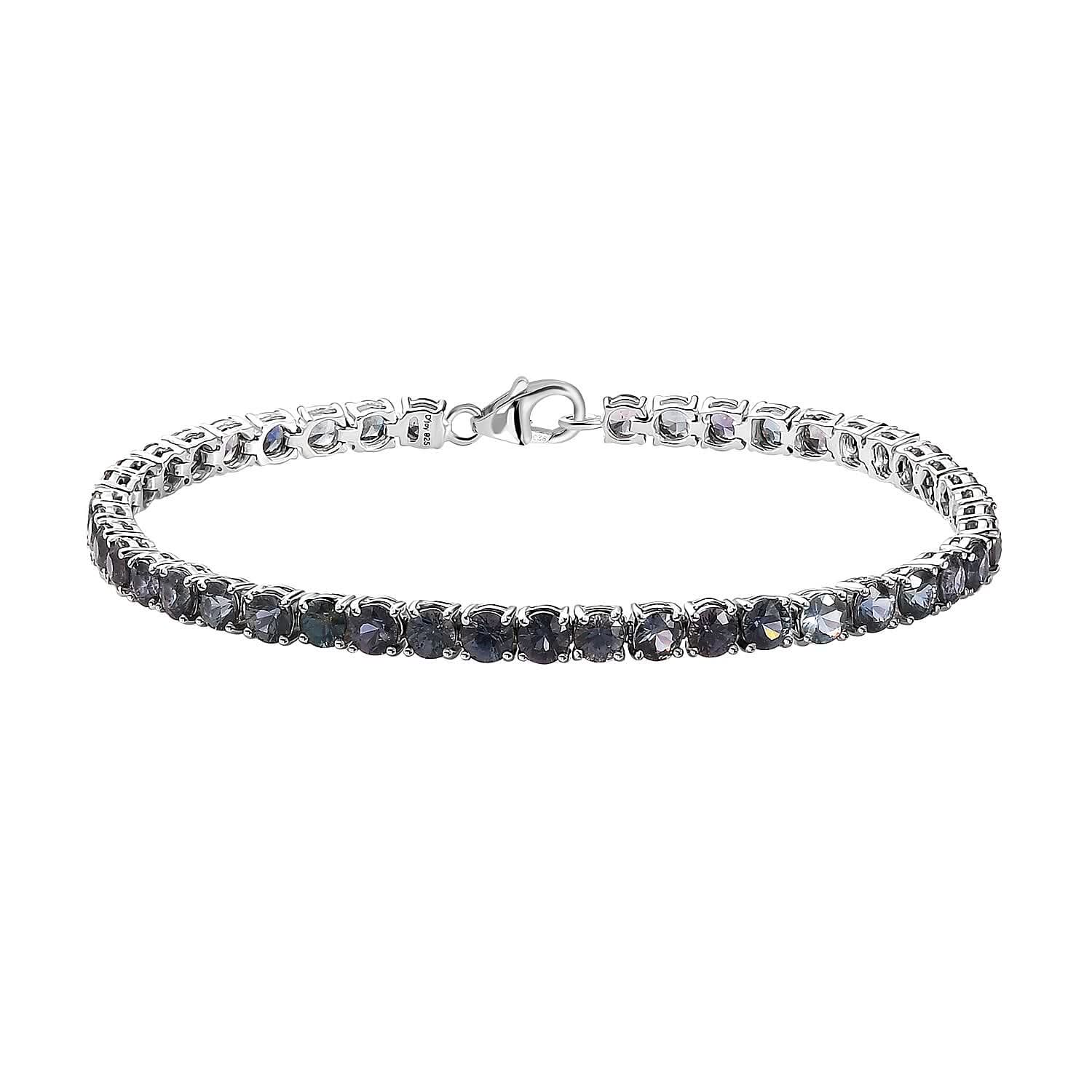 Parti Sapphire Bracelet in Platinum Over Sterling Silver (8.00 In) 18.90 ctw