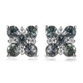Natural Parti Sapphire and Moissanite Floral Stud Earrings in Platinum Over Sterling Silver 2.20 ctw - Sticky add to cart bar