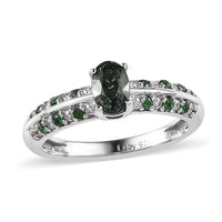 Natural Parti Sapphire, Multi Gemstone Ring in Platinum Over Sterling Silver (Size 6.0) 1.00 ctw