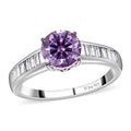 Royal Purple Moissanite and White Moissanite Ring in Platinum Over Sterling Silver 2.50 ctw - Sticky add to cart bar