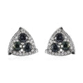 Natural Parti Sapphire and Moissanite Stud Earrings in Platinum Over Sterling Silver 1.65 ctw - Sticky add to cart bar