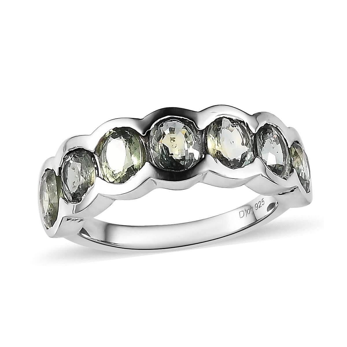 Natural Parti Sapphire 7 Stone Ring in Platinum Over Sterling Silver (Size 6.0) 3.35 ctw