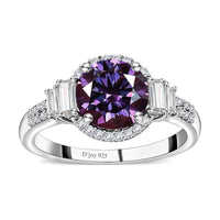 Royal Purple Moissanite and White Moissanite Ring in Platinum Over Sterling Silver 2.30 ctw
