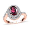 Luxoro 10K Rose Gold AAA Tanzanian Rhodolite Garnet and Moissanite Ring 2.35 ctw - Sticky add to cart bar