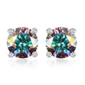 Dichroic Mist Moissanite Stud Earrings in Platinum Over Sterling Silver 1.90 ctw - Sticky add to cart bar