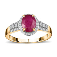 Luxoro 14K Yellow Gold Premium Montepuez Ruby and G-H I3 Diamond Ring 4.15 Grams 2.85 ctw