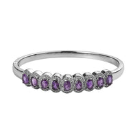 African Amethyst Bangle Bracelet in Stainless Steel (6.50 In) 3.75 ctw