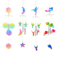 Set of 4 Colorful Wind Chimes -Dolphin, Hummingbird, Moon & Star, Sun - Sticky add to cart bar