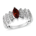 Brazilian Cherry Citrine and White Zircon Ring in Platinum Over Sterling Silver 0.90 ctw - Sticky add to cart bar