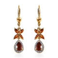 Premium Brazilian Cherry Citrine and Multi Gemstone Lever Back Earrings in Vermeil Yellow Gold Over Sterling Silver 1.80 ctw - Sticky add to cart bar