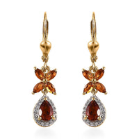 Premium Brazilian Cherry Citrine and Multi Gemstone Lever Back Earrings in Vermeil Yellow Gold Over Sterling Silver 1.80 ctw