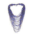 Blue Seed Beaded Multi Layered Necklace 20 Inches - Sticky add to cart bar