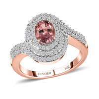 Luxoro 10K Rose Gold AAA Blush Tourmaline and Moissanite Ring 1.20 ctw