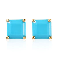 TLV Premium Sleeping Beauty Turquoise Solitaire Stud Earrings in Vermeil YG Over Sterling Silver 3.90 ctw