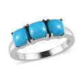 Sleeping Beauty Turquoise 3 Stone Ring in Stainless Steel (Size 6.0) 1.60 ctw - Sticky add to cart bar