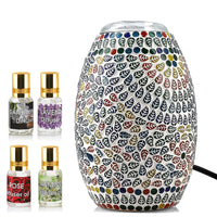 "Handcrafted Mosaic Table lamp with aroma oil bottle 5ml x 8 pcswith UL Certified Color: Multi Size: 4.5x8 Inch"
